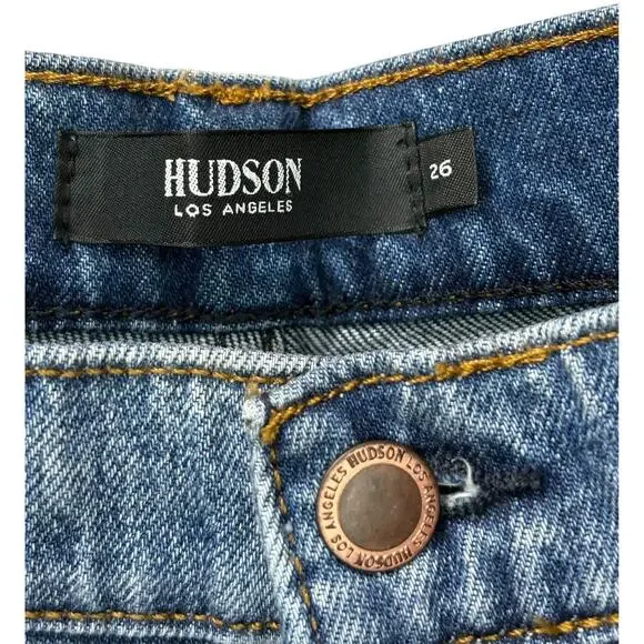 Hudson Jessi Boyfriend Jeans Womens 26 Cropped Distressed Blue NWT - Picture 13 of 14